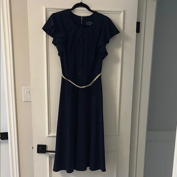 Gabby Skye | Dresses | Gabby Skye Navy Blue Dress With Gold Belt Aline | Poshmark Gabby Skye | Dresses | Gabby Skye Navy Blue Dress With Gold Belt Aline | Poshmark